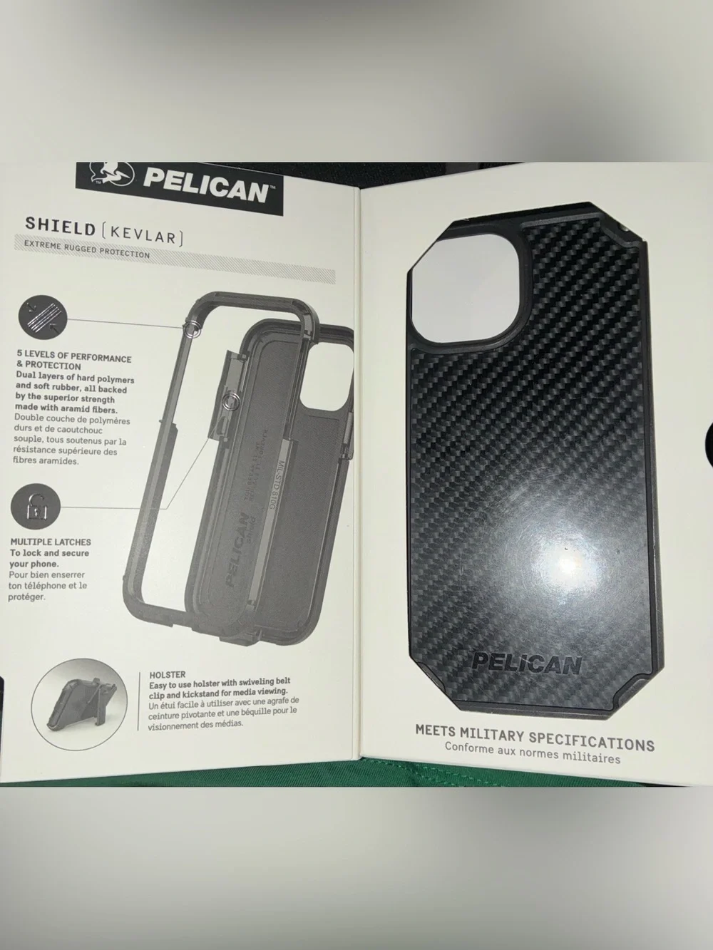 Pelican Black Rugged Antimicrobial Phone Case